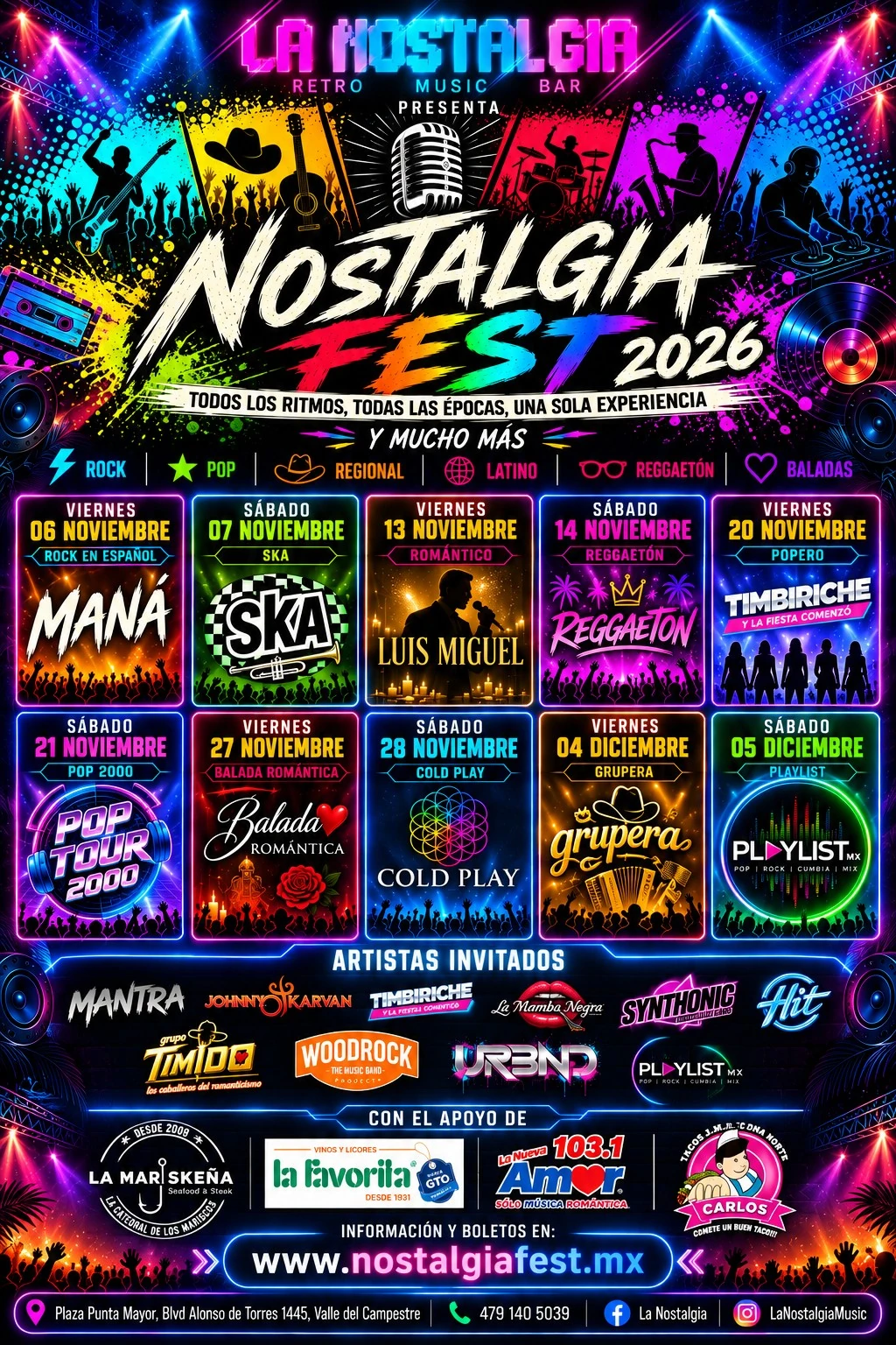 Cartel completo del Nostalgia Fest 2026